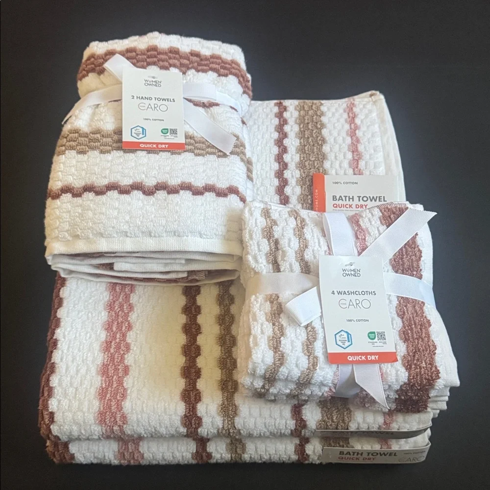 💥8pc CARO HOME Quick Dry 100% Cotton Bath Towel Set - FALLKIRK